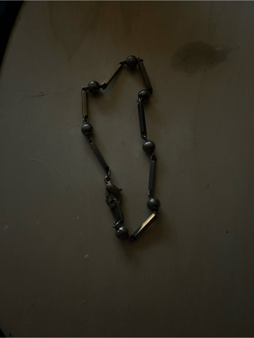 Womens silver Beaded Link Bracelet - Modern Matte Finish